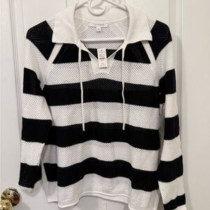 Talbots Black and White Striped Sweater- NWT